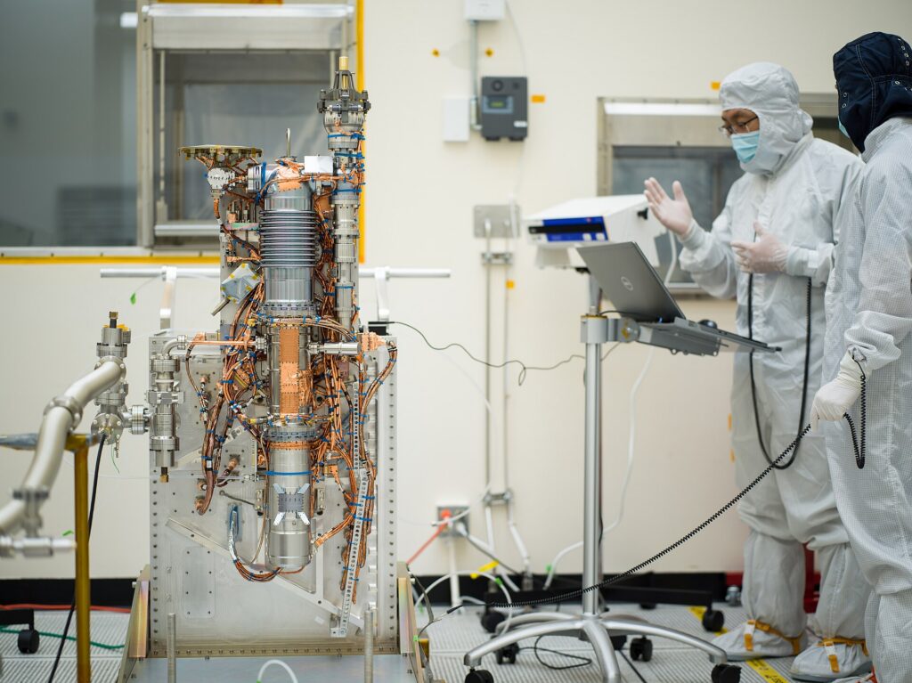 Cleanroom laboratory bioprocess instrumentation and scientists